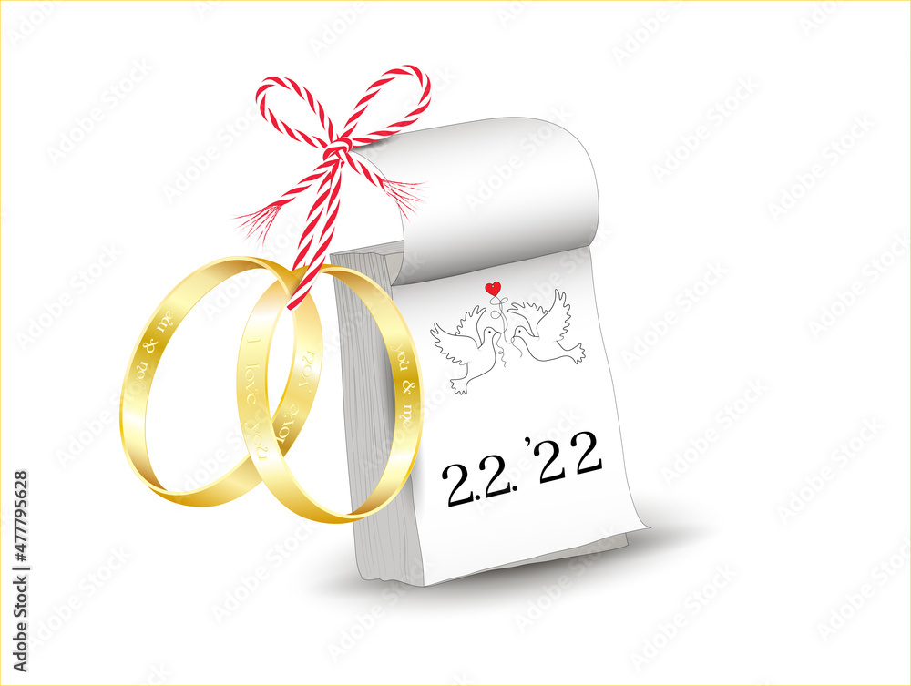 Hochzeit am 2. 2. 2022, Schnapszahl Hochzeitstermin, Kalender mit