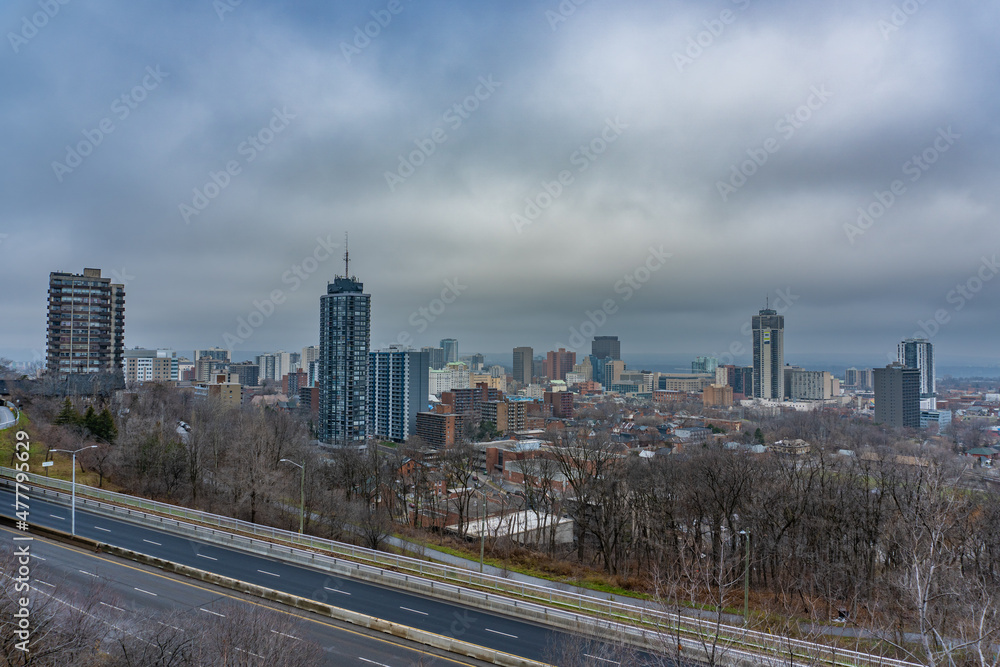 Hamilton City in a cloudy foggy day