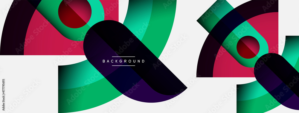 Geometric abstract background. Round shapes, circles, lines composition for wallpaper banner background or landing page Geometric abstract background. Round shapes, circles, lines composition for wallpaper banner background or landing page