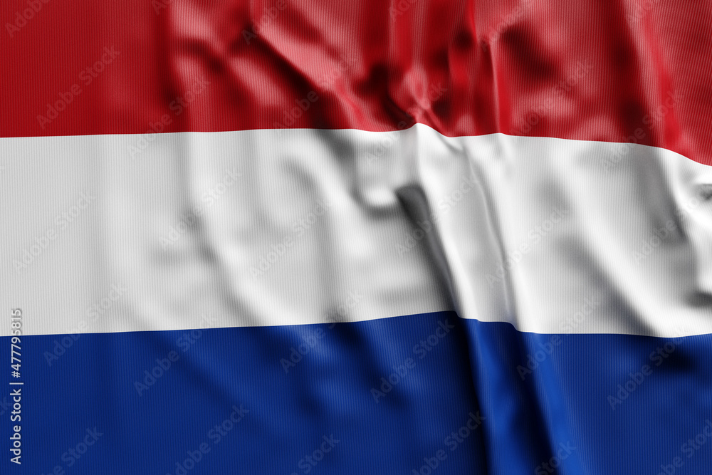Fototapeta premium 3D illustration of Netherlands national developing flag. Country symbol.