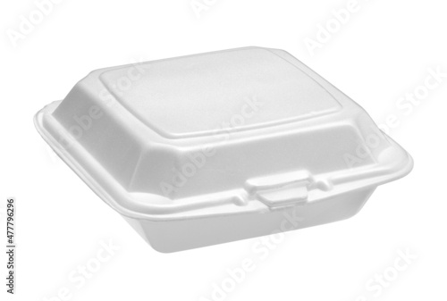 Styrofoam food box disposable (with clipping path) isolated on white background photo