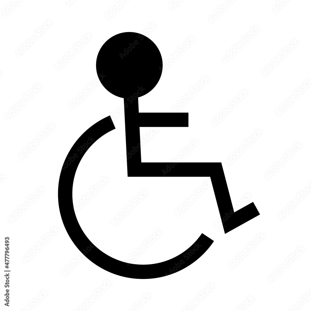 Wheelchair flat icon. A pictogram of a wheelchair. Vector. Wheelchair flat icon. A pictogram of a wheelchair. Vector.