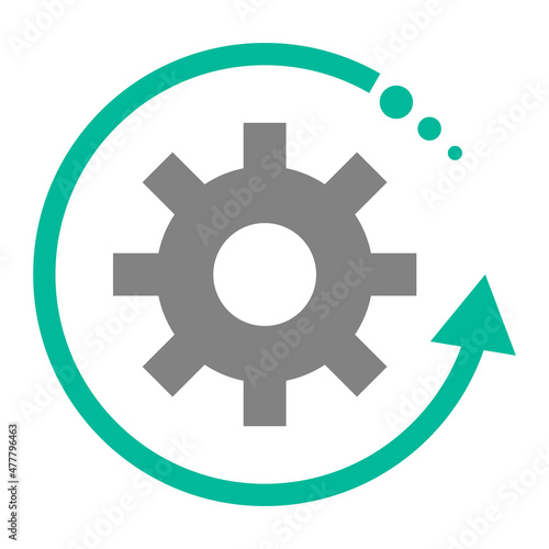Rotating arrow and gear icons. Vectors that can be used to update the system.