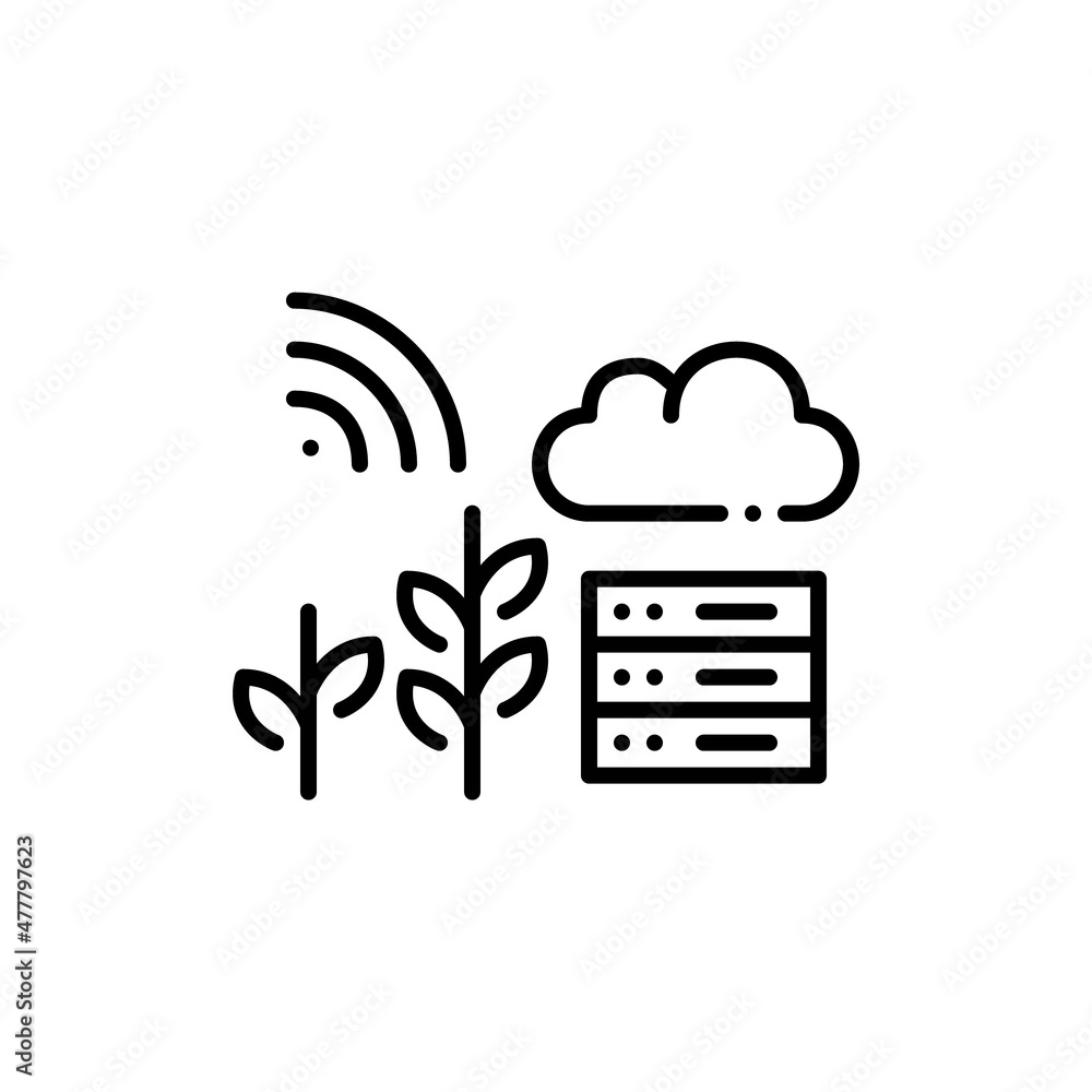 Smart farming cloud storage and servers. Pixel perfect, editable stroke icon Smart farming cloud storage and servers. Pixel perfect, editable stroke icon