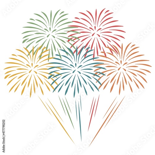 Fireworks vector illustration isolated. Fireworks display in celebration background.