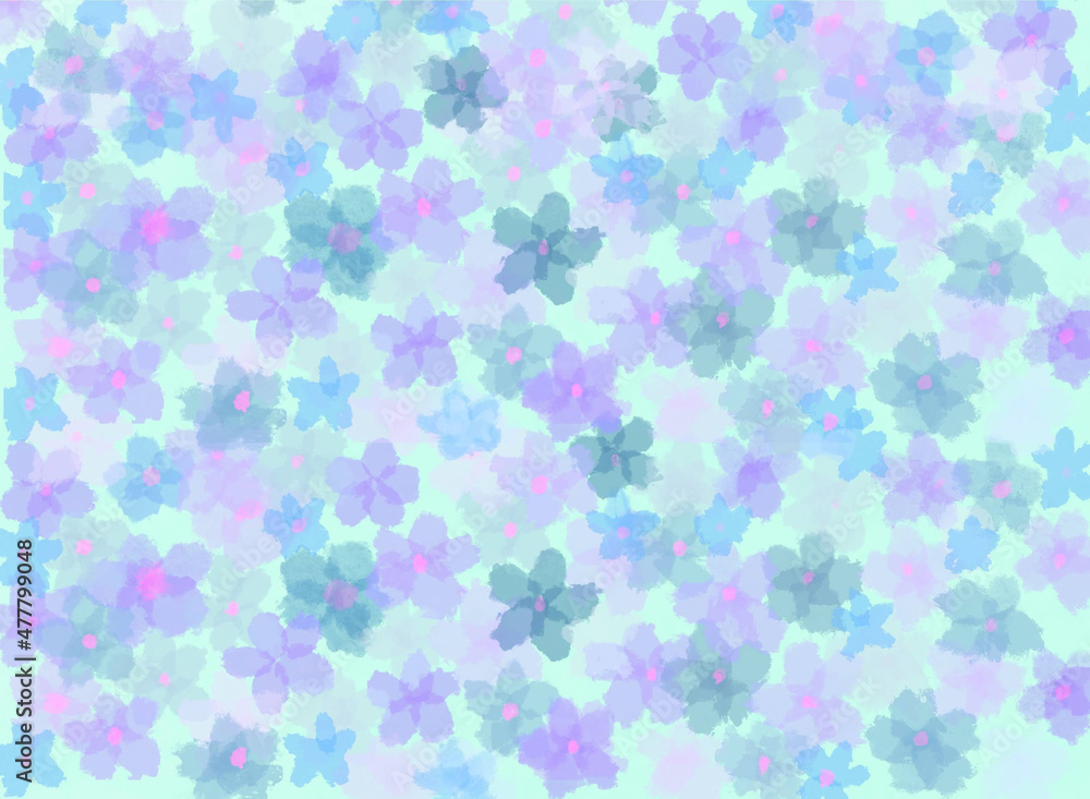 水彩 青と紫 花の背景 水彩 青と紫 花の背景