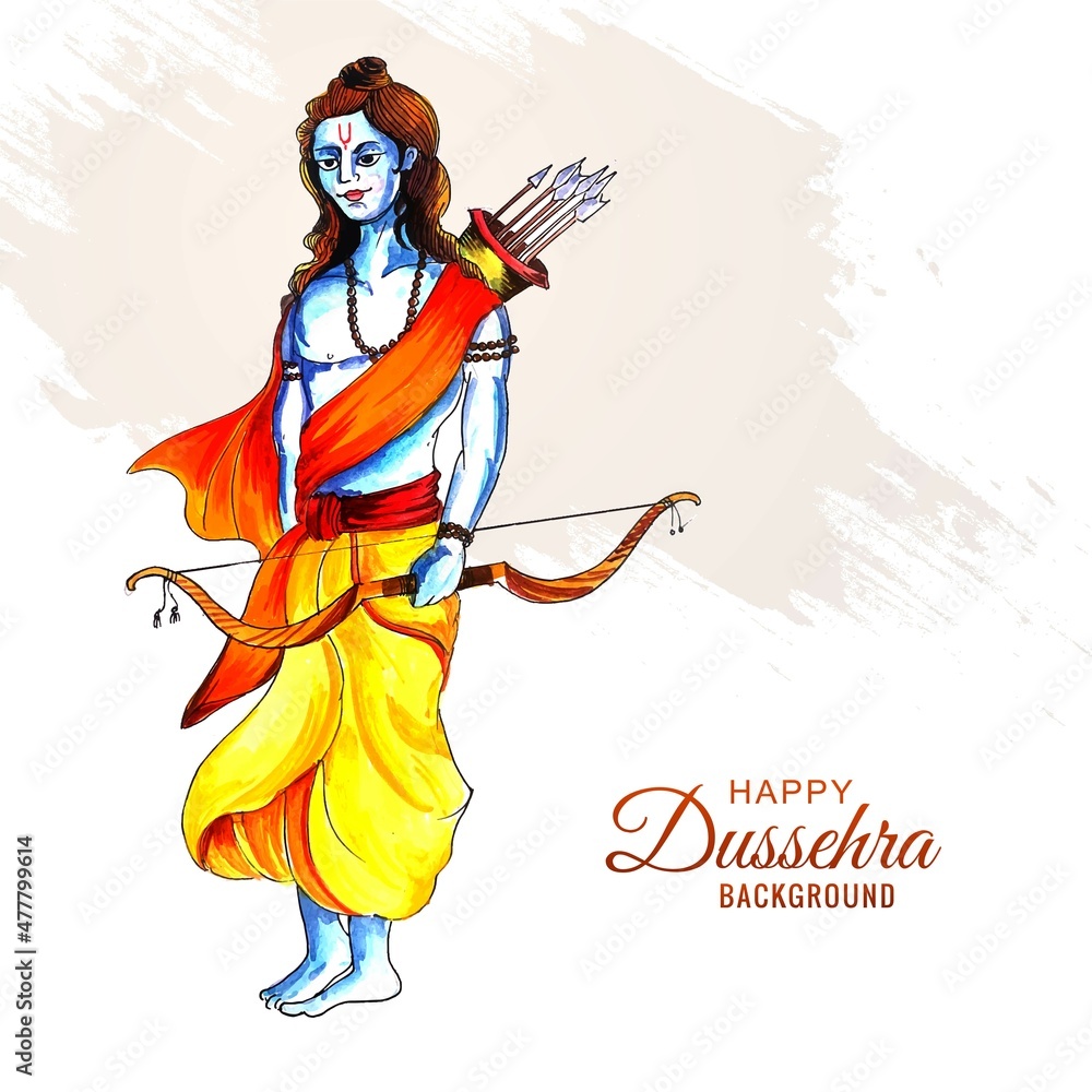Happy dussehra celebration colorful lord rama watercolor background