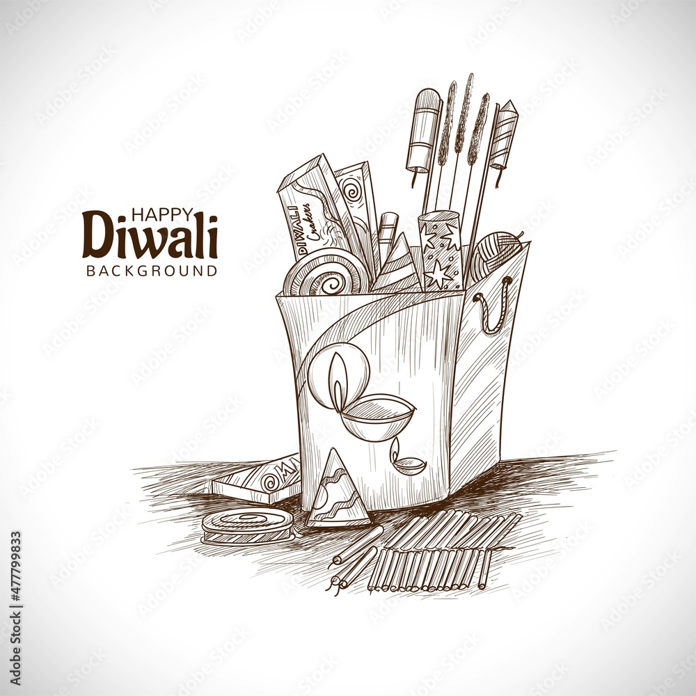 Hand Drawn diwali crackers sketch design Stock Vector Adobe Stock