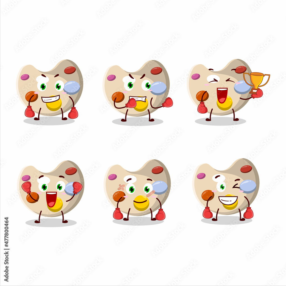 A sporty paint palette boxing athlete cartoon mascot design A sporty paint palette boxing athlete cartoon mascot design