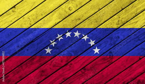 Venezuela flag on wooden background. 3D image