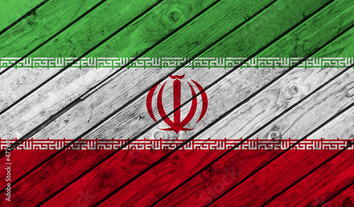 Iran flag on wooden background. 3D image © Майя Руднева