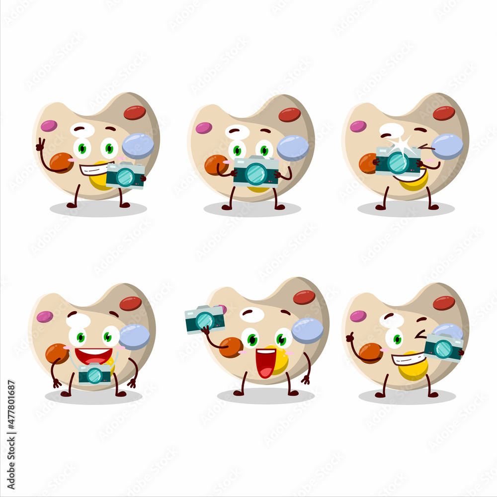 Photographer profession emoticon with paint palette cartoon character Photographer profession emoticon with paint palette cartoon character
