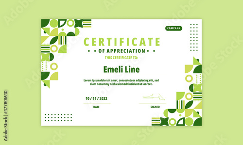 green geometric certificate