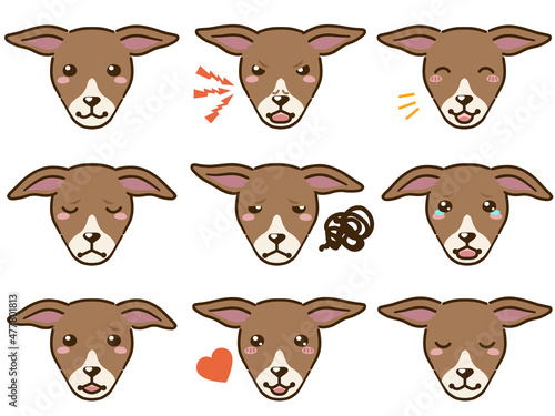 イタリアングレイハウンド（レッド系）の表情顔アイコン