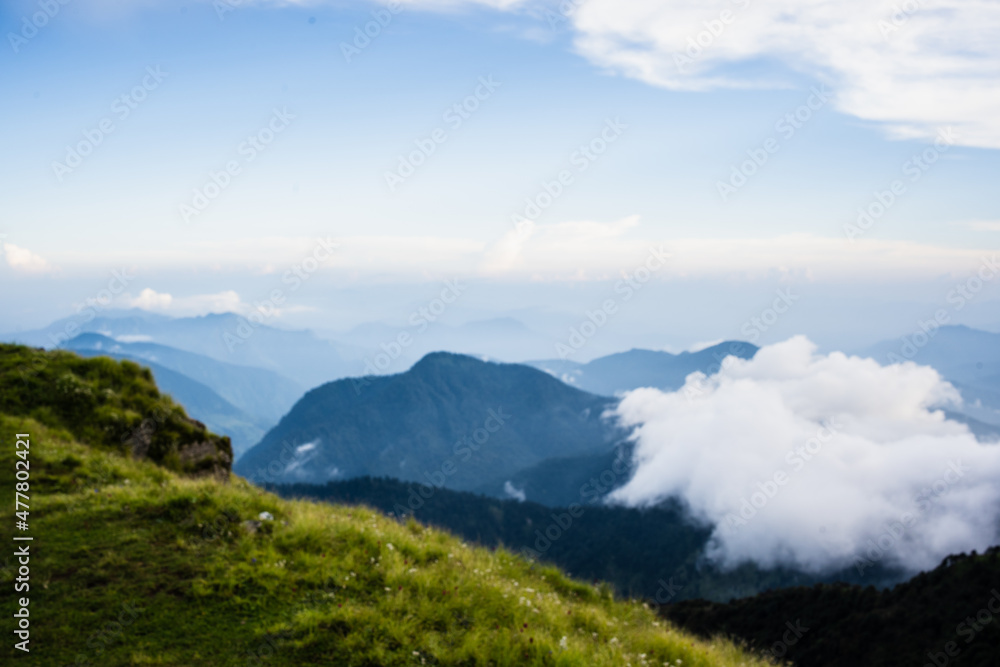 Landscape with clouds lapse in Almora, Uttarakhand, India