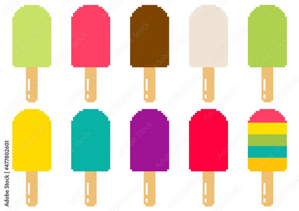 a collection of colorful ice cream illustrations with a pixel theme a collection of colorful ice cream illustrations with a pixel theme