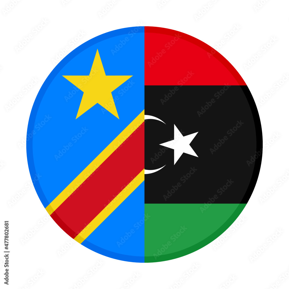 round icon with dr congo and libya flags. vector illustration isolated on white background round icon with dr congo and libya flags. vector illustration isolated on white background