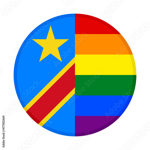 round icon with dr congo and rainbow flags. vector illustration isolated on white background