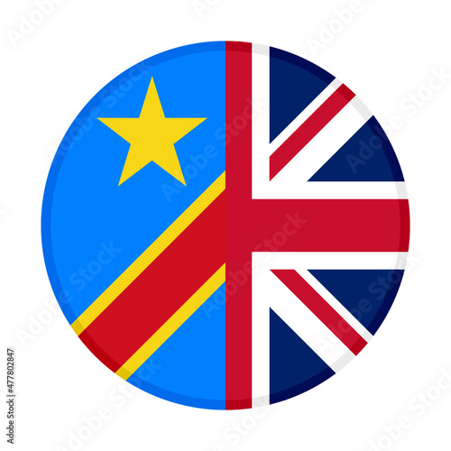 round icon with dr congo and uk flags. vector illustration isolated on white background