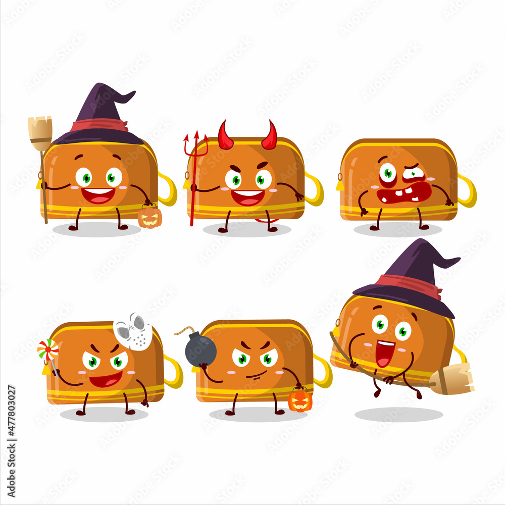 Halloween expression emoticons with cartoon character of orange pencil case Halloween expression emoticons with cartoon character of orange pencil case