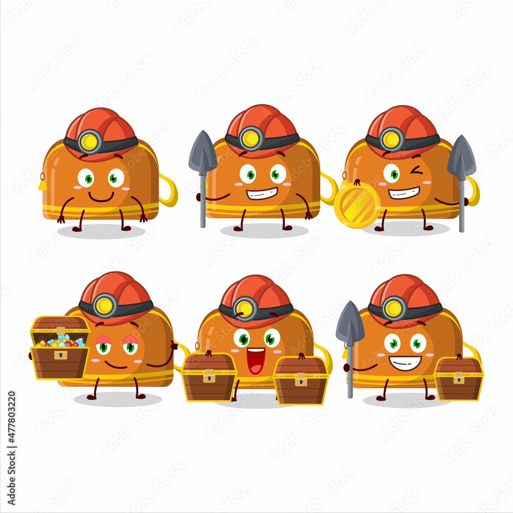 miners orange pencil case cute mascot character wearing helmet miners orange pencil case cute mascot character wearing helmet