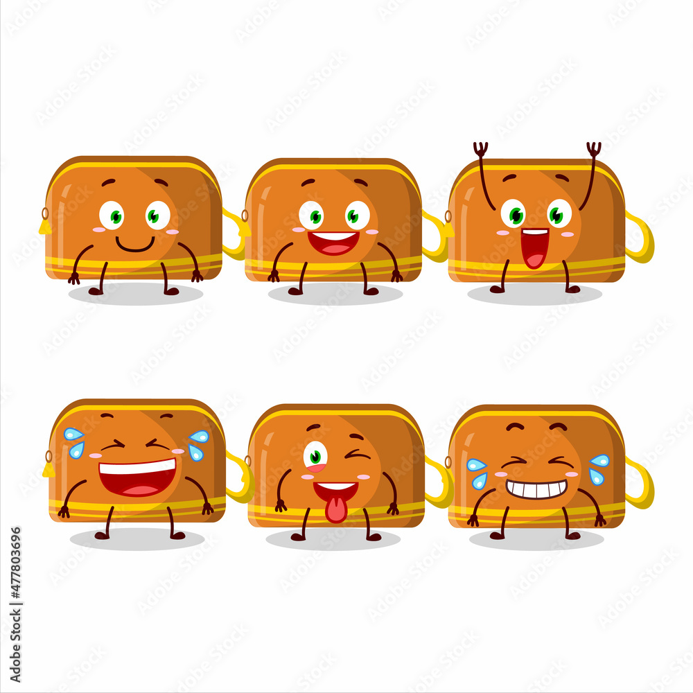 Fototapeta premium Cartoon character of orange pencil case with smile expression