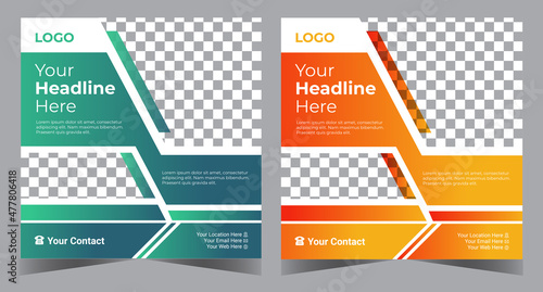 Business podcast social media post template design.  Modern banner design with place for the photo. Usable for social media, banner, and website