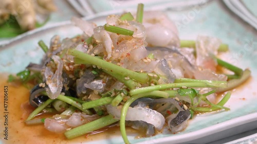 seasoned puffer fish(bogeo) skin is Korean style food photo