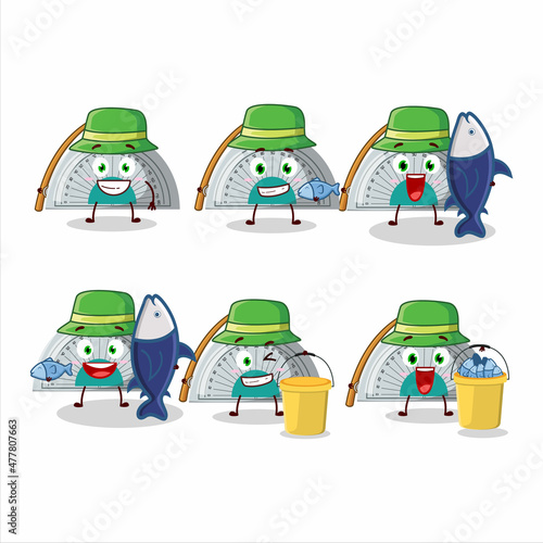 A fisherman white arc ruler cartoon picture catch a big fish