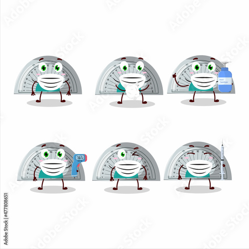 A picture of white arc ruler cartoon design style keep staying healthy during a pandemic
