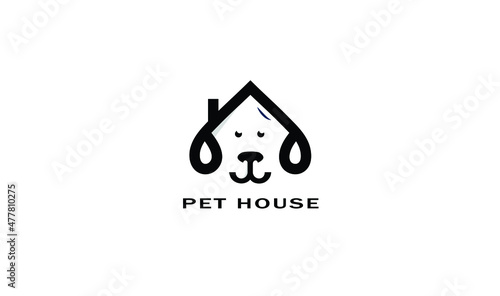 dog cat pet house home love logo vector icon design