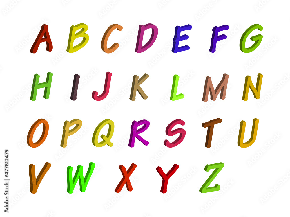 Alphabet letter icon Vector illustration. Name Alphabet symbol. Kids Nursery isolated on white background, Clip Art, Cute, Cartoon ABC