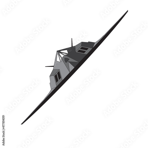 Detailed Isometric Illustration of an F-117 Nighthawk Stealth Fighter Airborne in EPS10