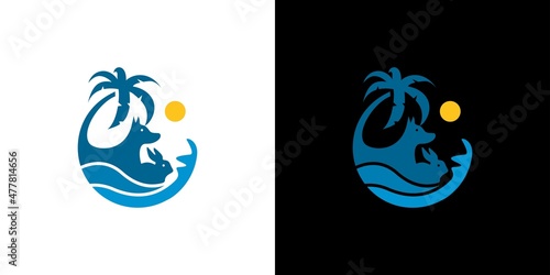 Attractive and colorful beach animal illustration logo design