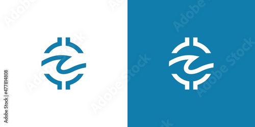 The letter C initials logo design a combination of modern and sophisticated water waves