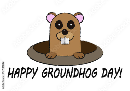 Día de la marmota con dibujo de una marmota. 