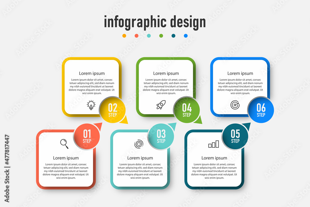 Infographic design elegant professional template with 6 step Infographic design elegant professional template with 6 step
