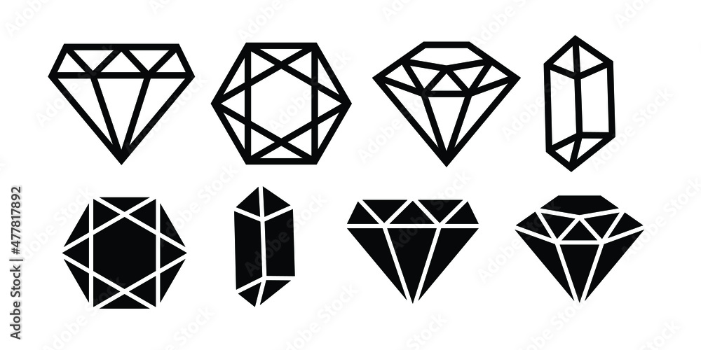 a simple element set of the diamond illustrations. minimalist design in various shapes. a design for logo, symbol, and element decoration.