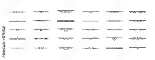 Set Black Simple Line Collection Doodle Border Elements Vector Design Style Sketch Isolated Illustration For Banner