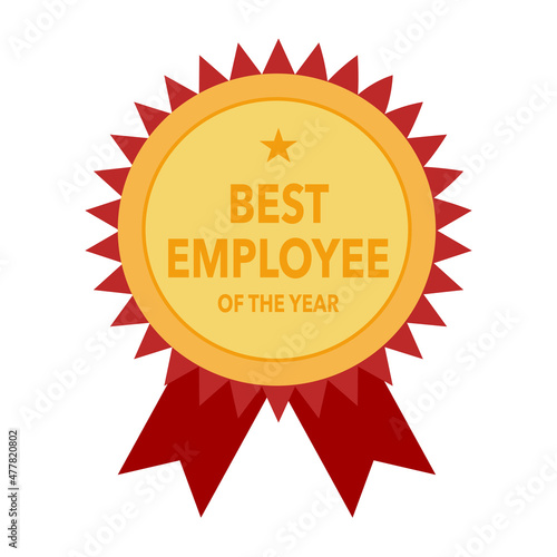 Best employee award concept vector illustration on white background. Company worker best performance reward.