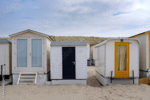 Beach houses on the beach of Wijk aan Zee, Noord-Holland Province, The Netherlands © Holland-PhotostockNL