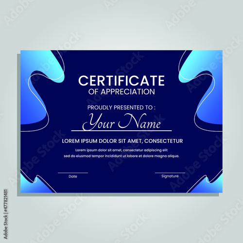Creative certificate of appreciation best award template with colorful geometric shapes composition, Use for print, certificate, diploma, graduation Eps10 vector template