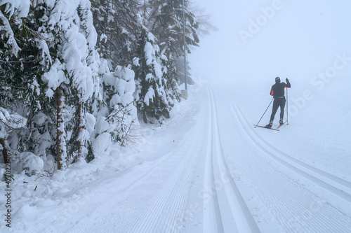 White line for nordic skiing, winter sport photo, Original wallpaper for games in China 2022
