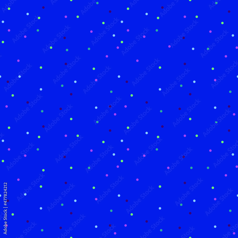 Small dots in a chaotic order on a dark blue background. Seamless background for any use.