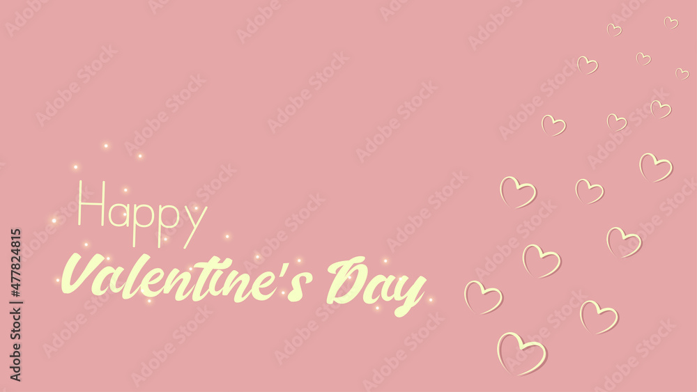 Happy Valentine's day greeting card. White hearts on pink background with text. Pink holiday poster. Concept for Valentine's banner, flyer, sale, party invitation. Vector illustration. Copy space.