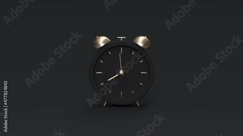 Wallpaper Mural Black and gold vintage ringing alarm clock on black background. 3d render Torontodigital.ca