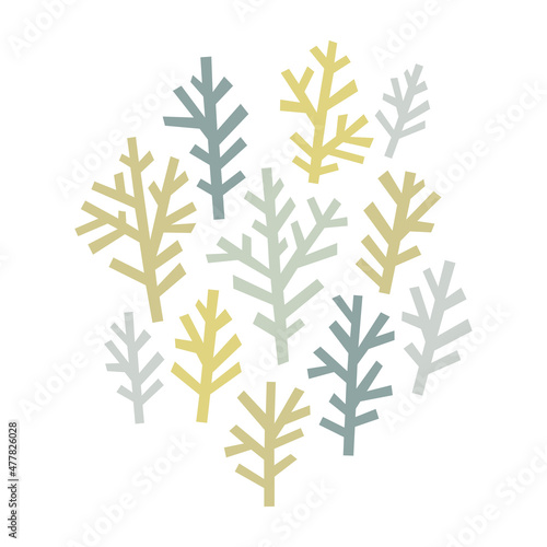 Group of abstract trees illustration