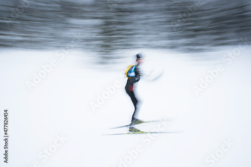 Nordic ski, blurred photo, edit space