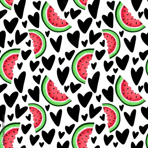 Summer seamless watermelon pattern for fabrics and textiles and packaging and gifts and cards and linens and kids 