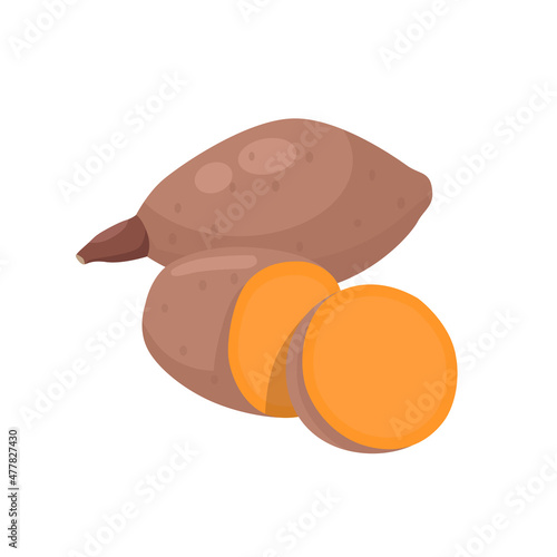 Flat vector of yam isolated on white background. Flat illustration graphic icon